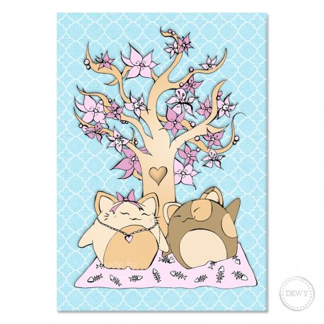 Blossom-tree-spring-lucky-cats-postcard-web by Dewy Venerius. 