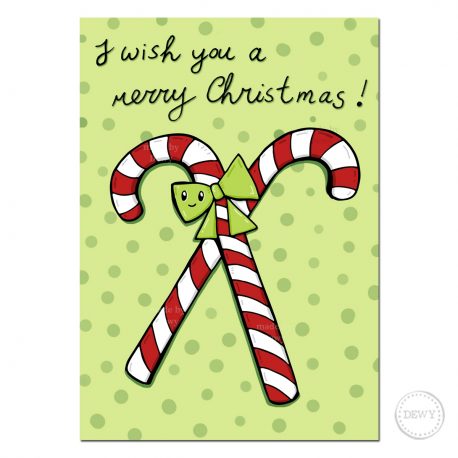 Candy Cane zuurstok merry christmas postcard Dewy Venerius