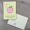 Funny cute postcard with apple and polkadots