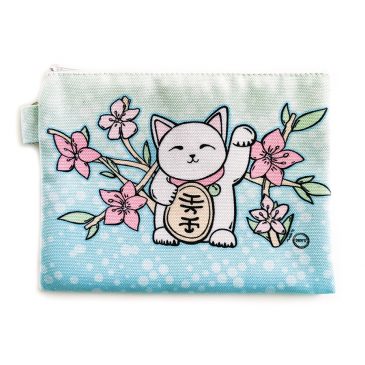 Lucky-Cat-Pink-Sakura-Flowers-etui-pencil-case-B by . 