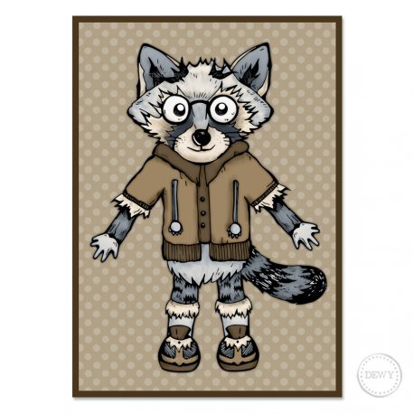 Raccoon-Trash-Panda-postcard4B by Dewy Venerius. 