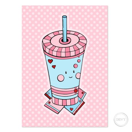 Schattige postkaart met kawaii smoothie ~ Cute postcard with kawaii smoothie 