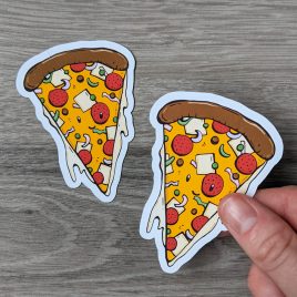 Vrolijke-pizza-punt-food-sticker-Dewy-Venerius by . 