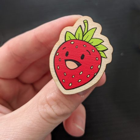Wooden-strawberry-pin-Dewycreations-1-webshop by . 